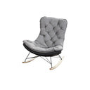 Phoebe Suede Rocking Chair – Contemporary Wooden Rocker with High-Density Cushioning, Solid Wood Frame & Steel Reinforcement – Comfortable Indoor Lounge Chair (Grey & Beige)