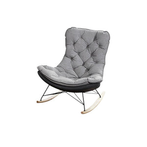 Phoebe Suede Rocking Chair – Contemporary Wooden Rocker with High-Density Cushioning, Solid Wood Frame & Steel Reinforcement – Comfortable Indoor Lounge Chair (Grey & Beige)