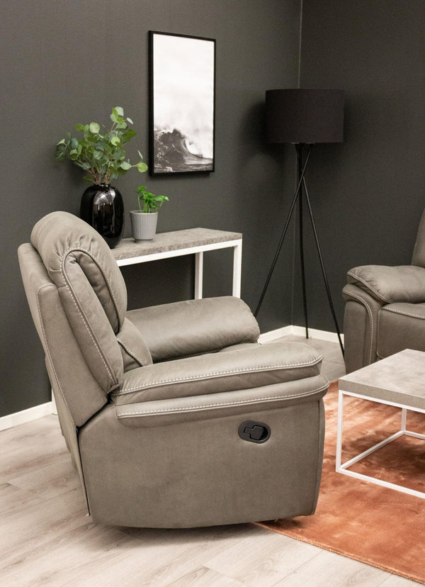 Saranda Grey Recliner Armchair | Microfiber Upholstery, Adjustable Back & Footrest