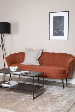 Calais 3-Seater Sofa in Rusty Red Fabric | Modern Stylish Sofa with Angled Metal Legs