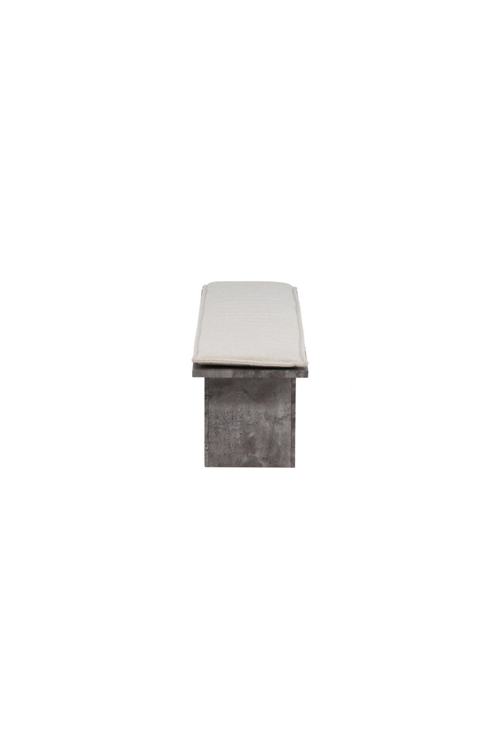 Kellogg Grey Bench | Stone-Look Base with Beige Linen Cushion