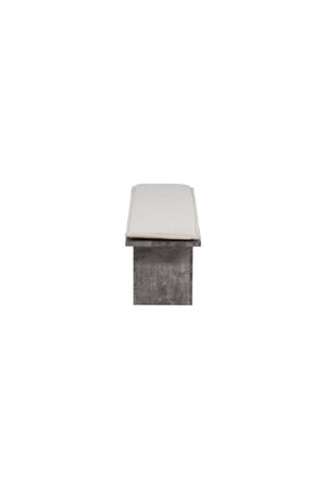 Kellogg Grey Bench | Stone-Look Base with Beige Linen Cushion