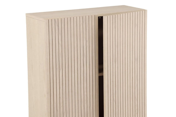 Björkön High Cabinet with Ribbed Doors and Shelves | Whitewash Scandinavian Storage Furniture