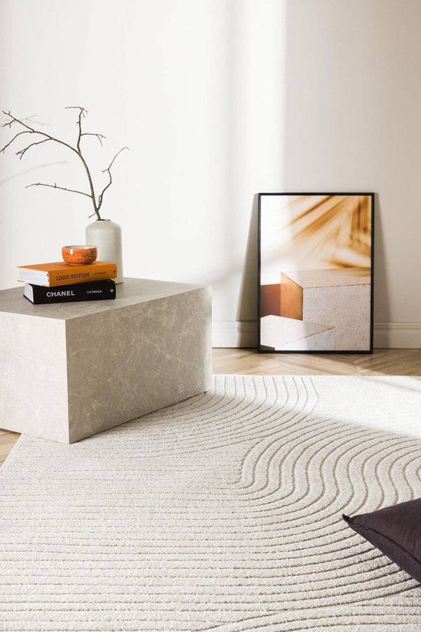 Vince Solar Rectangular Rug 290x200 cm | White Modern Low-Pile Rug