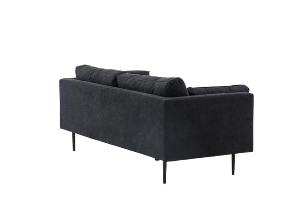 Boom 2–3 Seater Sofa, Black Linen Fabric | Scandinavian Design with Metal Legs