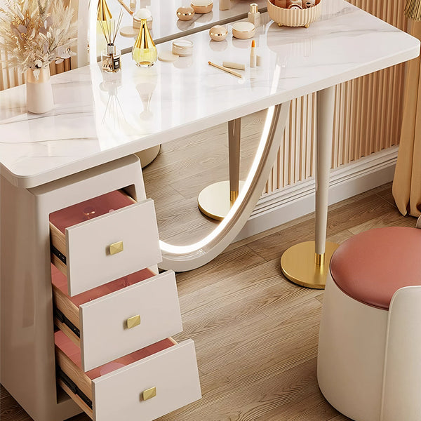 Charlotte Cream Dressing Table with LED Mirror