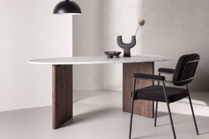 Mmilo Grönvik Oval Dining Table 180x90 cm – Light Grey, Spraystone MDF Top, Scandinavian Design