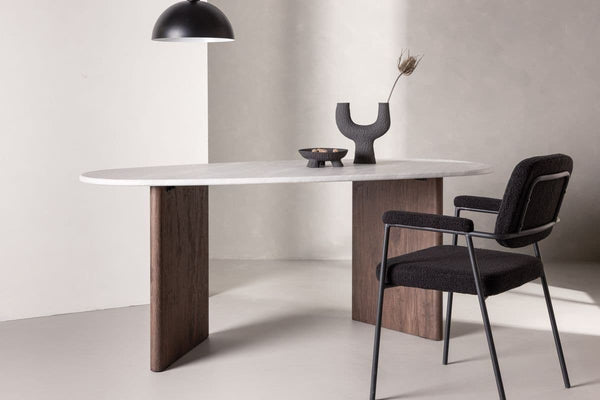 Mmilo Grönvik Oval Dining Table 180x90 cm – Light Grey, Spraystone MDF Top, Scandinavian Design