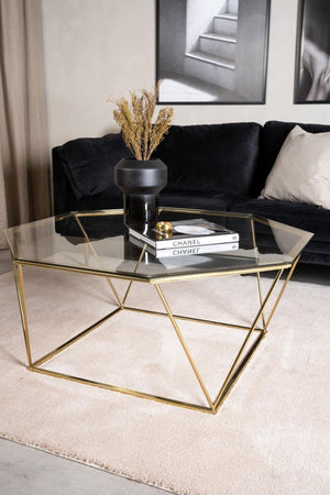 Mmilo Österlen Octagonal Sofa Table 100 cm | Gold Steel Frame with Glass Top, Modern Coffee Table