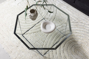Mmilo Österlen Coffee Table 100 cm – Round Glass Table with Silver Steel Frame, Modern Luxury Design