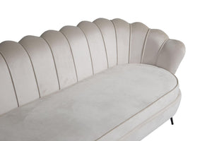 Calais 3-Seater Sofa in Beige Velvet | Modern Stylish Sofa with Angled Metal Legs