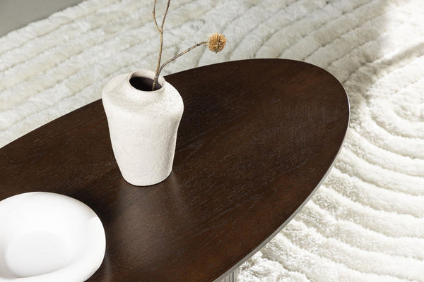 Mmilo Bianca Oval Sofa Table 120x55 cm | Mocca MDF Coffee Table, Modern Living Room Design