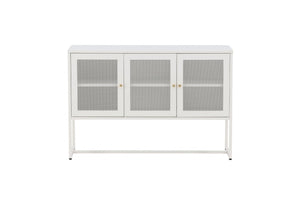 Malla Industrial Cabinet with Mesh Doors | White Modern Storage Furniture