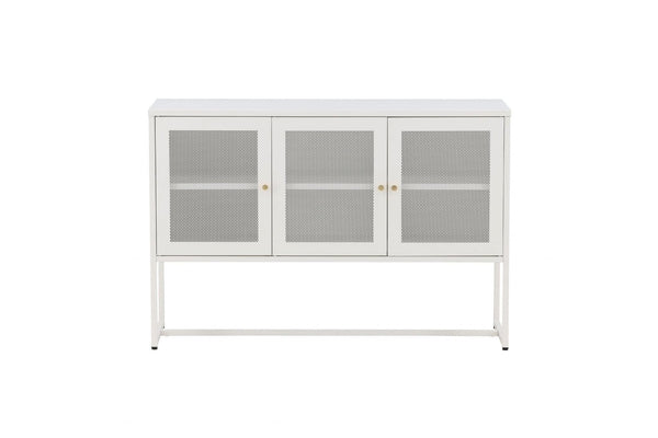 Malla Industrial Cabinet with Mesh Doors | White Modern Storage Furniture