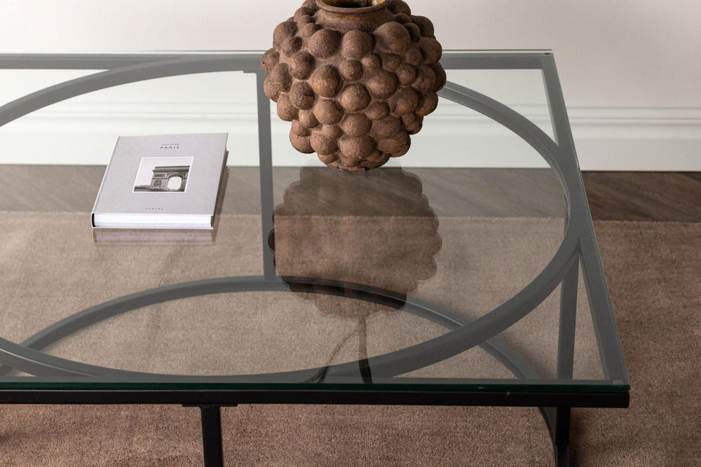 Skanör Sofa Table, Black – Modern Glass & Steel Coffee Table by Mmilo