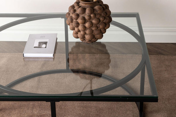 Skanör Sofa Table, Black – Modern Glass & Steel Coffee Table by Mmilo
