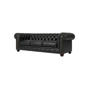 The Dorchester 3-Seater Sofa – Modern Contemporary PU Leather Upholstered Couch with Wooden Frame, Comfortable Living Room Seating (Grey, Black, Brown)