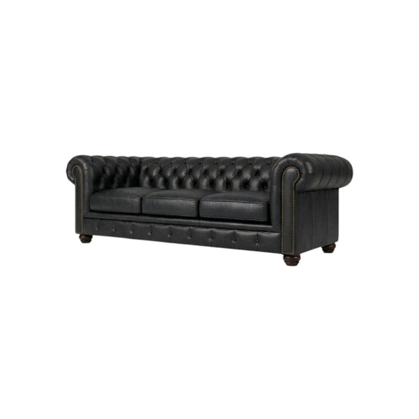 The Dorchester 3-Seater Sofa – Modern Contemporary PU Leather Upholstered Couch with Wooden Frame, Comfortable Living Room Seating (Grey, Black, Brown)