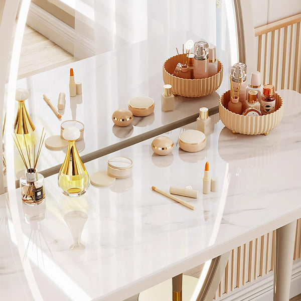 Charlotte Cream Dressing Table with LED Mirror