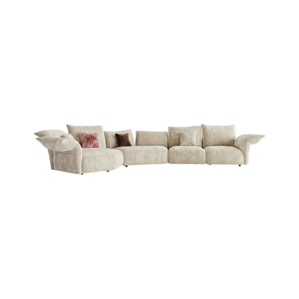 Cove Petal Modular Three Seater Sofa 360 cm – Contemporary Free-Form Chenille Sofa with High-Density Sponge Cushions | Modern Living Room Seating in Cream, Pink & Blue - My Store