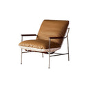 Prasad Lounge Chair with Ottoman – Real Leather Accent Armchair with Stainless Steel Base, Modern Reclining Lounge Seat with Footrest, Contemporary Living Room Chair