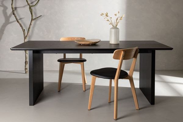 Mmilo Vail Rectangular Dining Table – 200x100 cm, Black MDF, Nordic Design, Modern Dining Table for 6–8 People