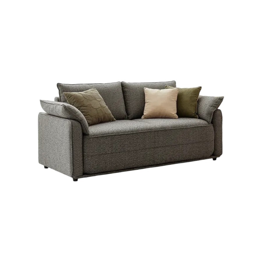 Barghouti Two Seater Sofa Bed, Linen Upholstered Pull Out Double Sofa Bed, Modern Fold Out Sleeper Sofa for Living Room & Guest Room, Dark Grey