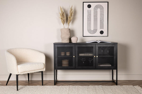 Malla Industrial Cabinet with Mesh Doors | Black Modern Storage Furniture
