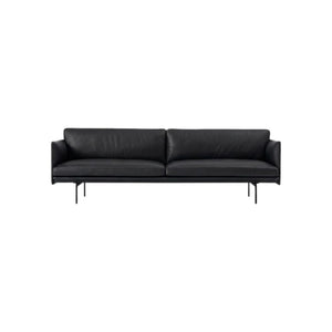 Muuto Outline Style 2-Seater Armchair – Premium Leather Upholstery, Painted Steel Legs, Contemporary Modern Sofa in Brown or Black