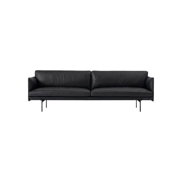 Muuto Outline Style 2-Seater Armchair – Premium Leather Upholstery, Painted Steel Legs, Contemporary Modern Sofa in Brown or Black