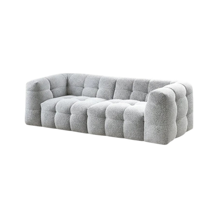 Zobah Grey Boucle Two Seater Sofa – Modern Contemporary Upholstered Loveseat with Soft Textured Fabric, Comfortable Seating for Living Room