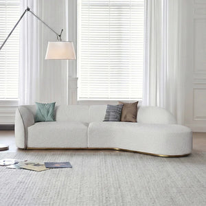Welby Three Seater Curved Sofa – Grey Boucle, 280cm, Contemporary Modern Design (Display Model) - My Store