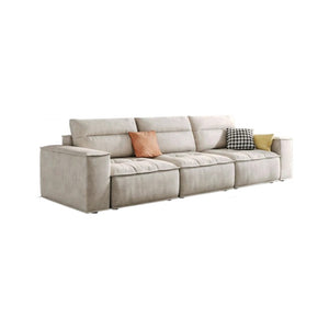R97 Lou 2 Seater Sofa – Modern Leathaire Couch, Compact Living Room Sofa, High-Density Foam Cushioned Loveseat, Contemporary Design (Beige/Grey Options)