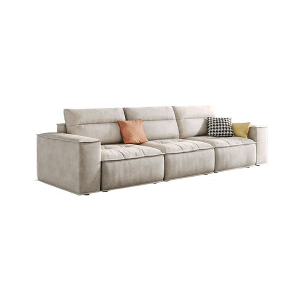 R97 Lou 2 Seater Sofa – Modern Leathaire Couch, Compact Living Room Sofa, High-Density Foam Cushioned Loveseat, Contemporary Design (Beige/Grey Options)