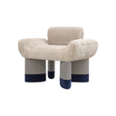 Egle Bouclé Armchair – Contemporary Accent Chair with Cashmere & Linen Upholstery, Modern Lounge Chair for Living Room or Bedroom, Blue/Red
