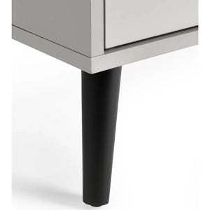 Alba 2 Drawer Bedside Table in Silk Grey with Soft Close Drawers and Black Metal Handles
