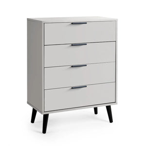 Julian Bowen Alba 4 Drawer Chest – Modern Bedroom Storage Unit with Soft-Close Drawers in White and Oak Finish
