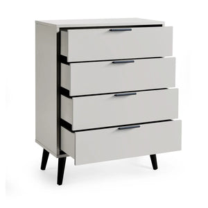 Julian Bowen Alba 4 Drawer Chest – Modern Bedroom Storage Unit with Soft-Close Drawers in White and Oak Finish