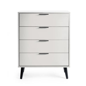 Julian Bowen Alba 4 Drawer Chest – Modern Bedroom Storage Unit with Soft-Close Drawers in White and Oak Finish