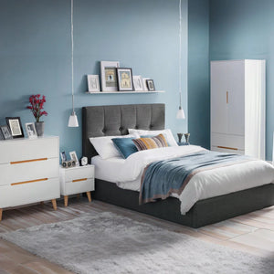 Julian Bowen Alicia 2 Door Combination Wardrobe with 2 Drawers – Matt White & Oak Finish