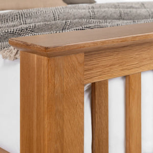 Amsterdam Solid Oak High Foot End Bed Frame – Shaker Style Wooden Bed with Sprung Slatted Base