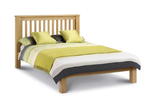 Amsterdam Solid Oak Shaker Bed Frame – Low Foot End – White Oak & Oak Veneers – Sprung Slatted Base