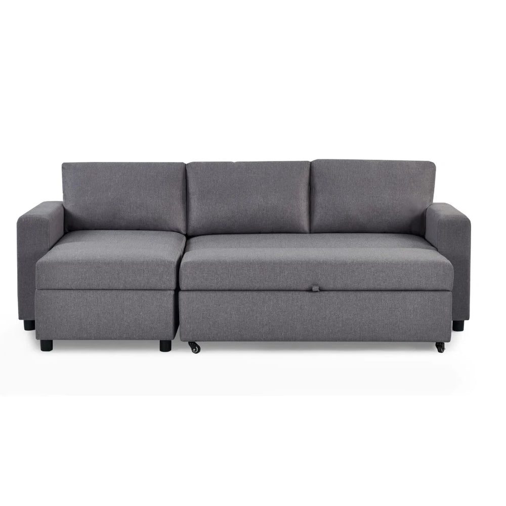 Angel Linen Sofa Bed with Storage – Light Grey Pull-Out Sleeper Sofa