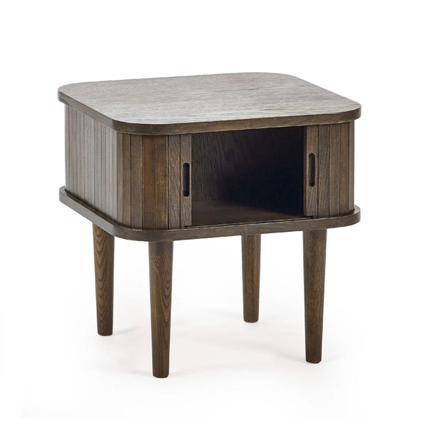 Julian Bowen Arya Dark Oak Side Table with Tambour Storage Doors