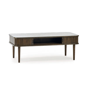 Julian Bowen Arya Coffee Table with Sliding Doors, Dark Oak Finish