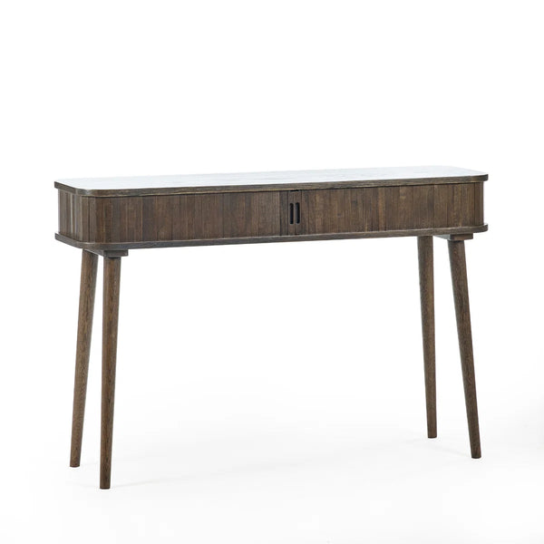Julian Bowen Arya Console Table with Tambour Door, Dark Oak Finish 120cm