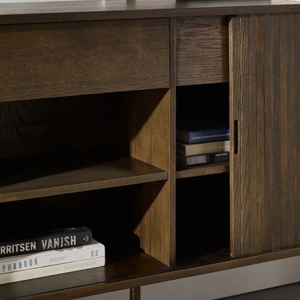 Julian Bowen Arya Dark Oak Effect Sideboard with Tambour Doors & Drawers