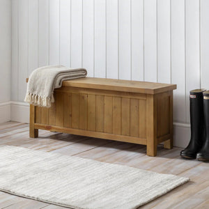 Julian Bowen Aspen Storage Bench Rustic Wooden Hallway Seat with Storage