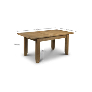 Julian Bowen Astoria Extending Dining Table – Solid White Oak & Oak Veneer, Waxed Oak Finish, 40cm Butterfly Extension, Traditional Wooden Dining Table