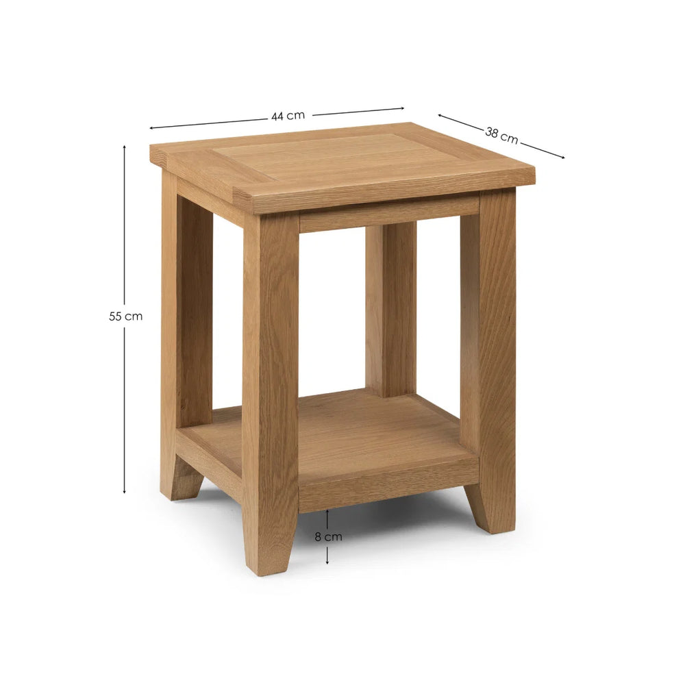 Julian Bowen Astoria Oak Lamp Table with Waxed Finish, Solid Wood Side Table